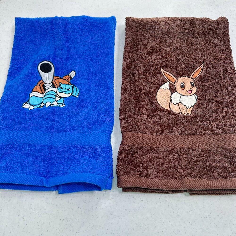 Pokemon Towels Embroidered Hand Towel Set Bathroom Decor Anime Gamer Gift